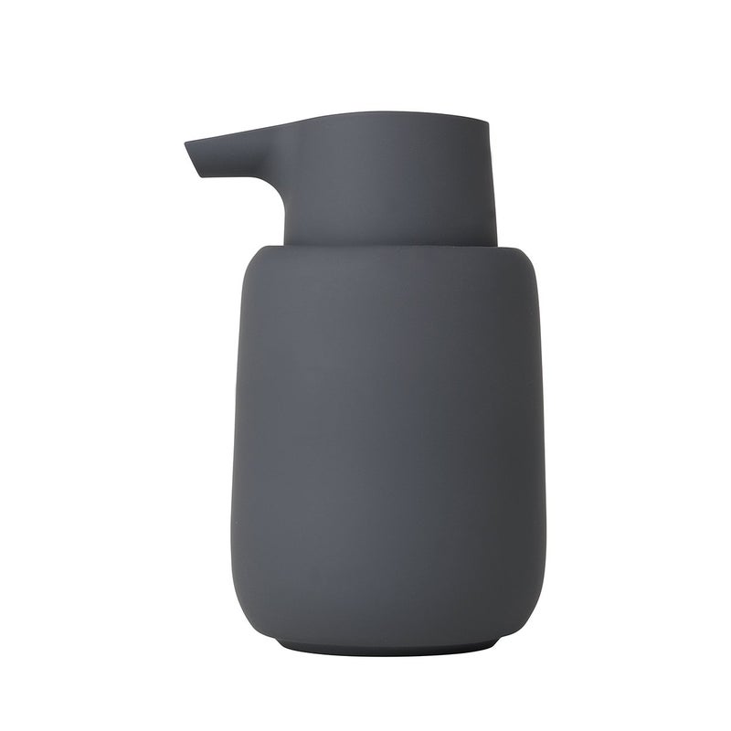 blomus Sono Soap Dispenser 250 ml Ceramic Hand Soap Dispenser in Dark Grey Diameter 8 x 14 H cm Colour Magnet Liquid Soap Dispenser with Pump Head - Image 1